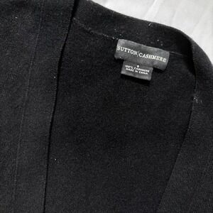 Sutton Studio 100% Cashmere Black Cardigan Button Up Sweater Small Roll Slv READ